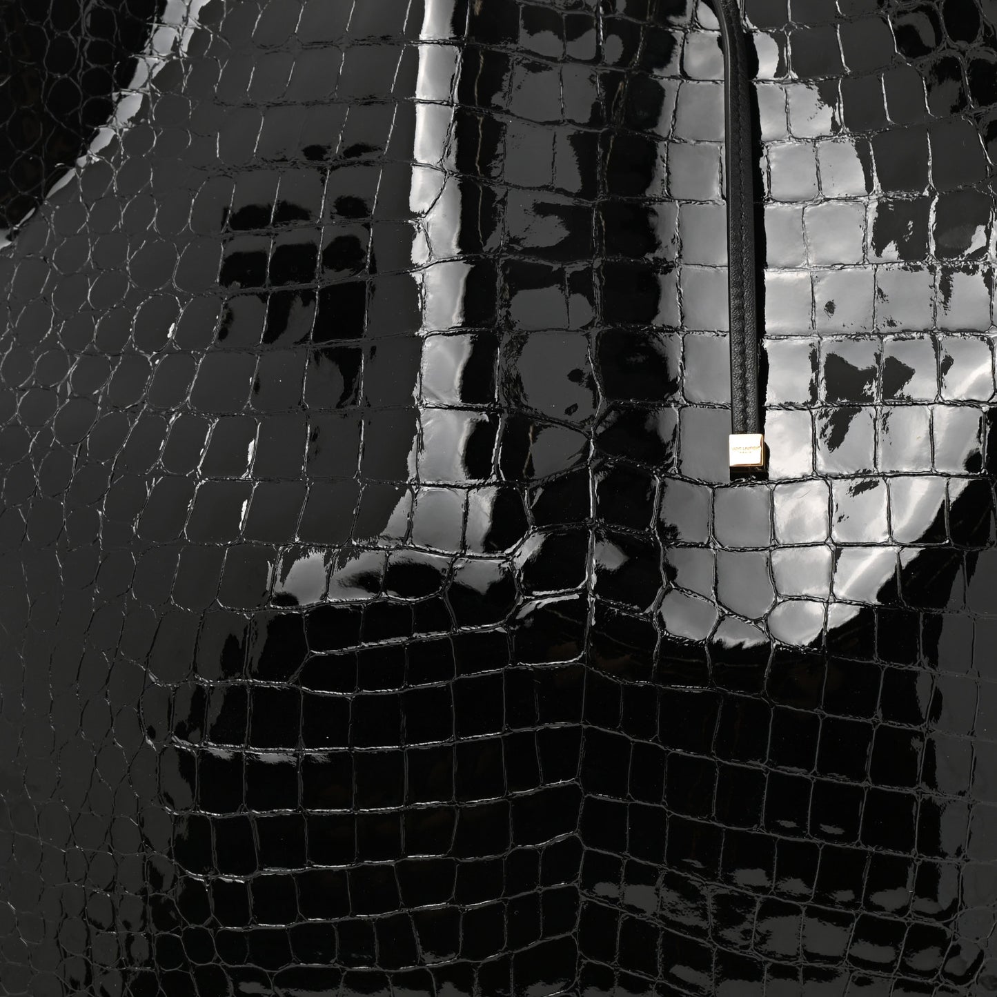 Calfskin Crocodile Embossed Medium Suzanne Hobo Black