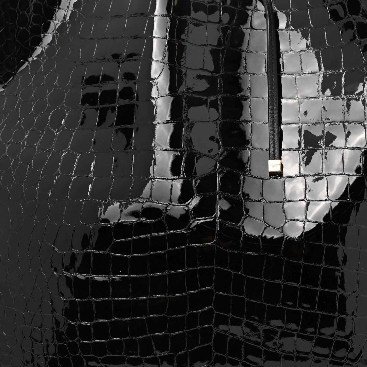 Saint Laurent Calfskin Crocodile Embossed Medium Suzanne Hobo Black 6 of 8