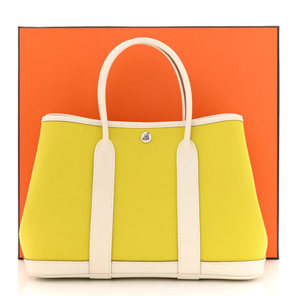 Hermes Toile Officier Vache Country Garden Party 30 TPM Lime White 11 of 11