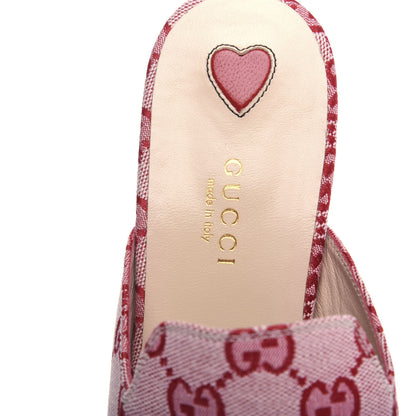 Gucci Canvas GG Monogram Horsebit Womens Princetown Slippers 38 Gardenia Hibiscus Red 8 of 10