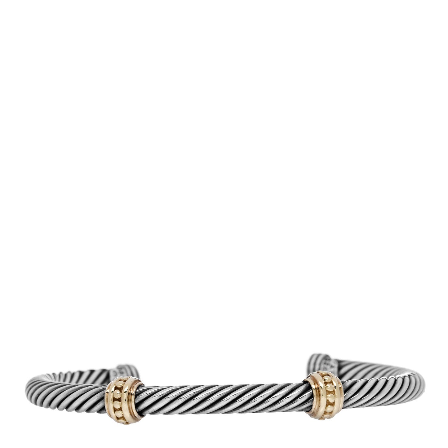 Sterling Silver 14K Yellow Gold 5mm Cable Classics Two Station Bracelet