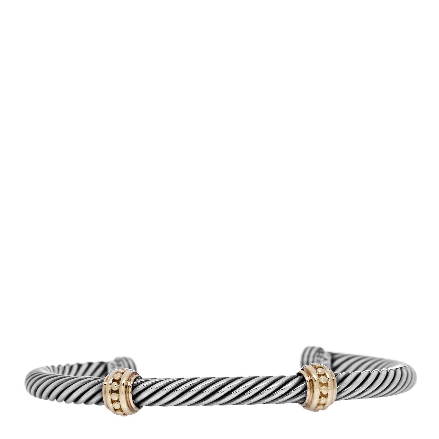 David Yurman Sterling Silver 14K Yellow Gold 5mm Cable Classics Two Station Bracelet 1 of 3