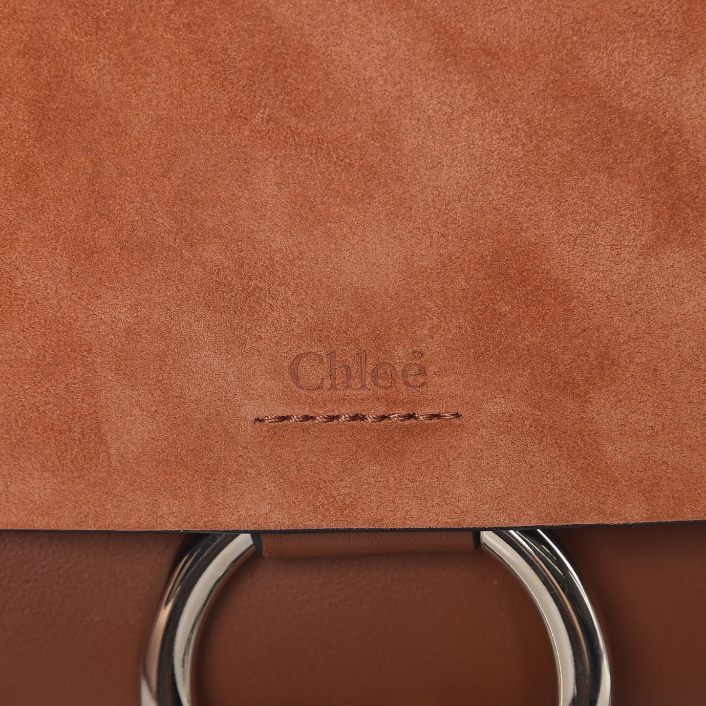 Suede Calfskin Small Faye Shoulder Bag Tobacco