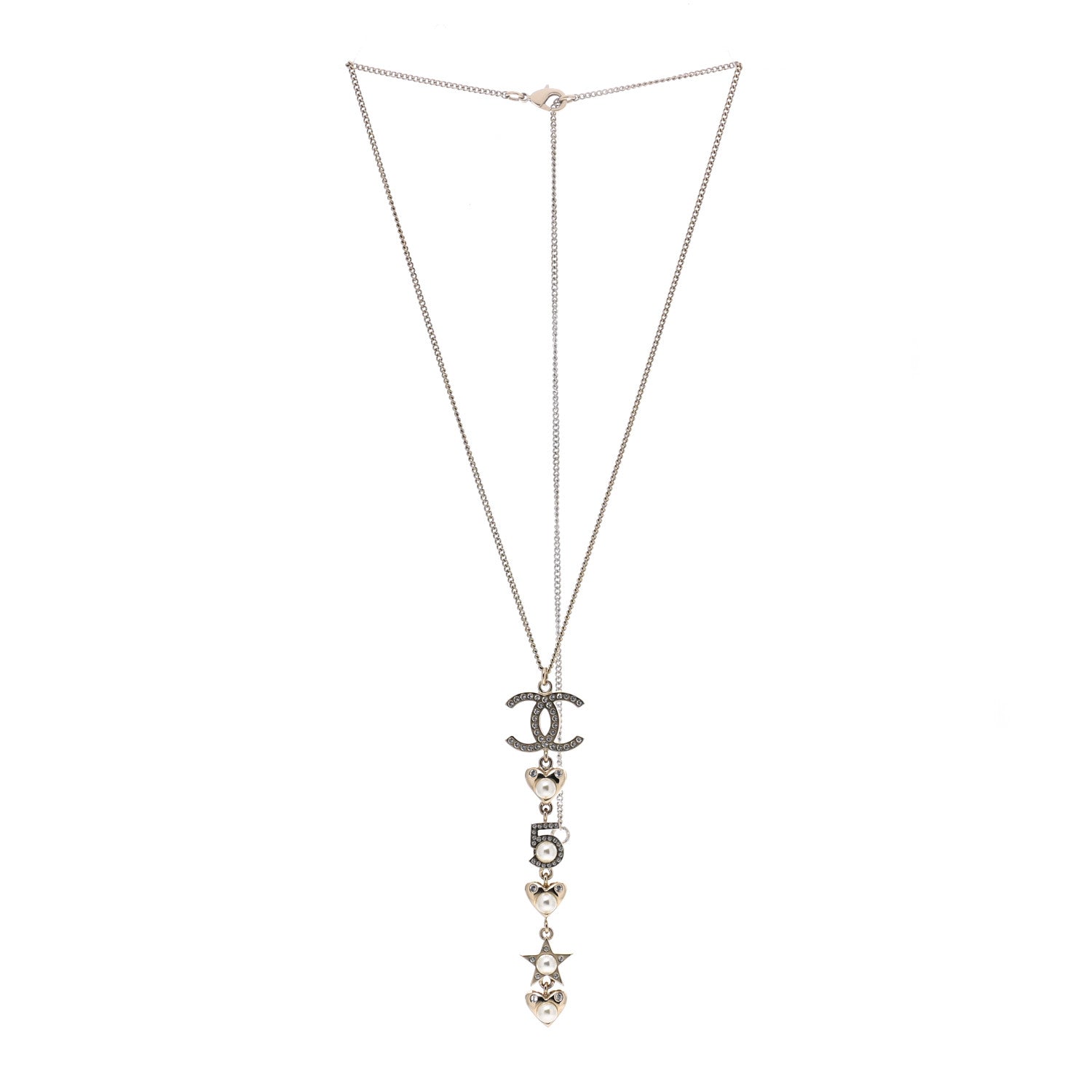 Chanel Crystal CC Charm Necklace Gold 3 of 5