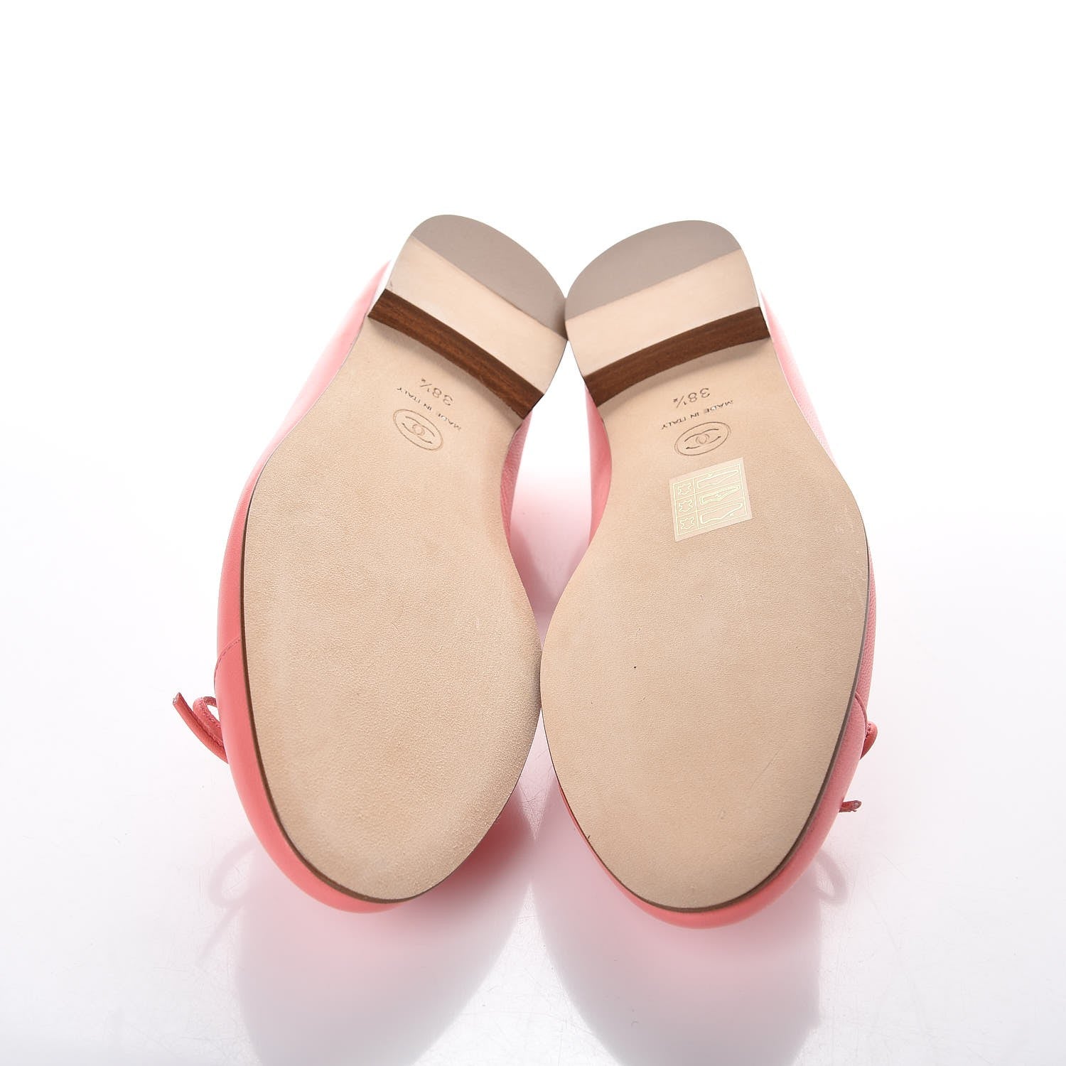 Chanel Goatskin Cap Toe CC Ballerina Flats 38.5 Pink 5 of 9