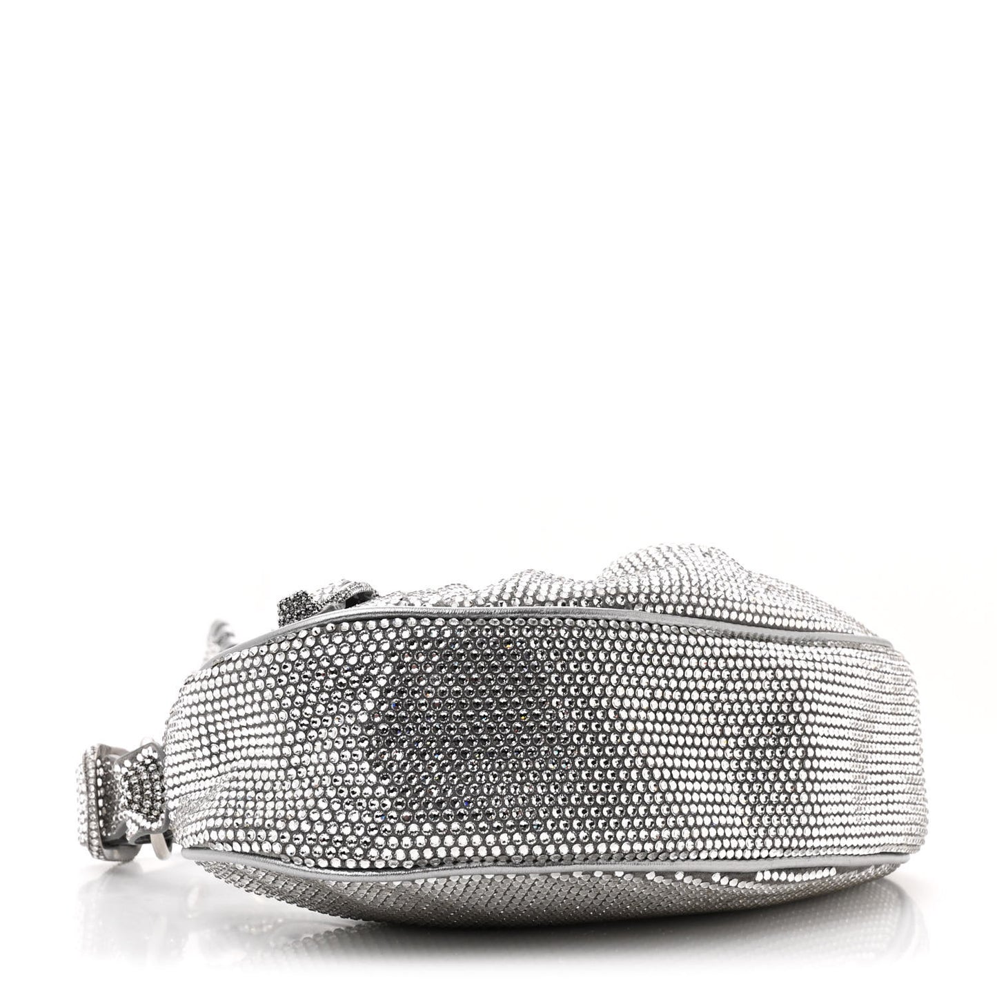 Rhinestone Encrusted Le Cagole Shoulder Bag XS Silver