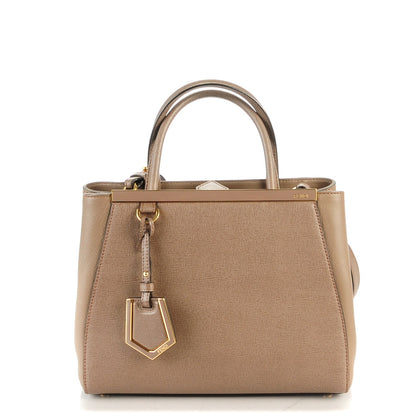 Fendi Vitello Elite Flamingo Petite 2Jours Tote Seppia 1 of 8