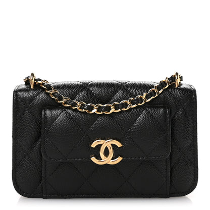 Chanel Caviar Quilted Pocket Twins Clutch With Chain Black 1 of 11