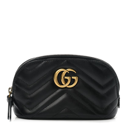 Gucci Calfskin Matelasse GG Marmont Pouch Cosmetic Case Black 1 of 8