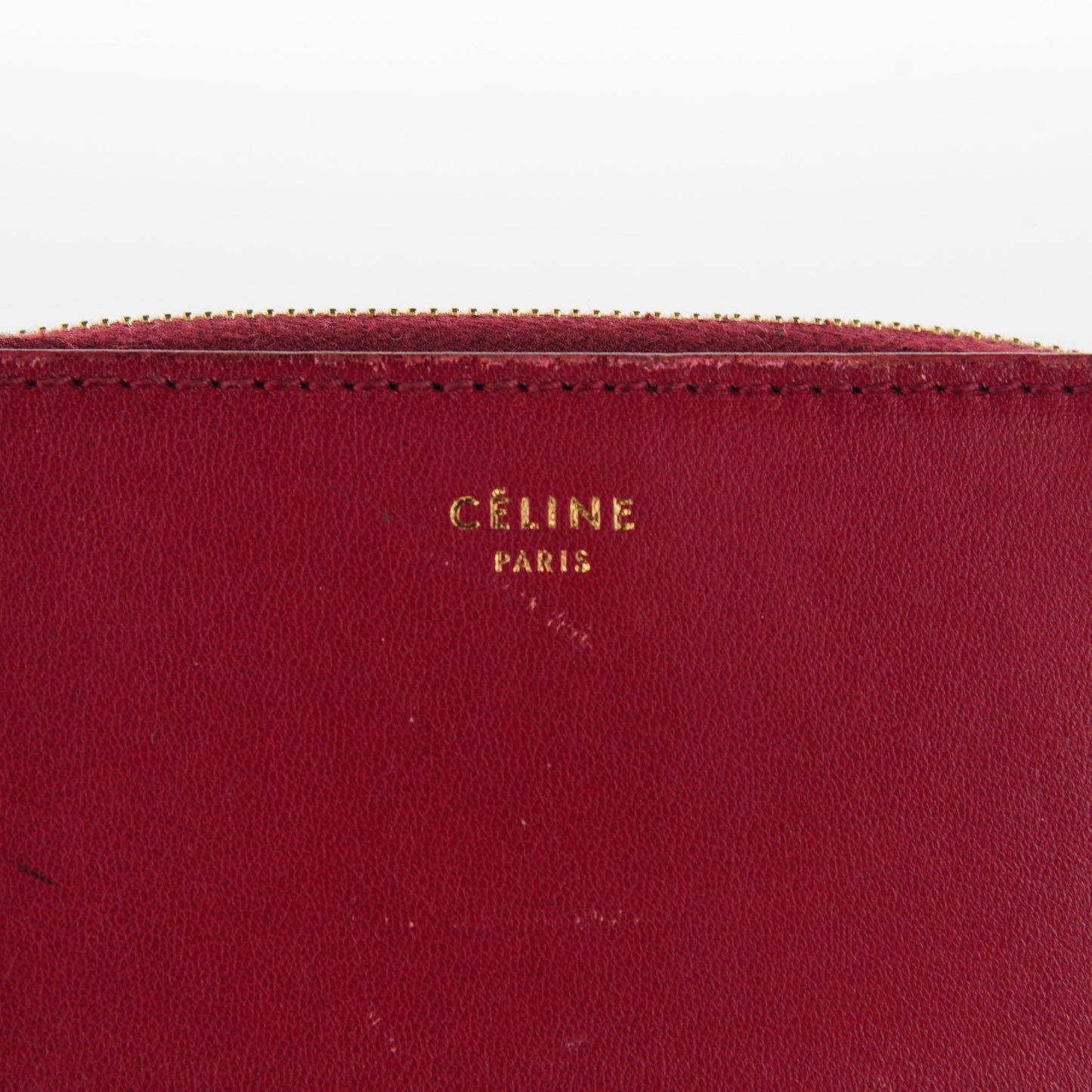 Lambskin Zip Around Compact Wallet Burgundy Black