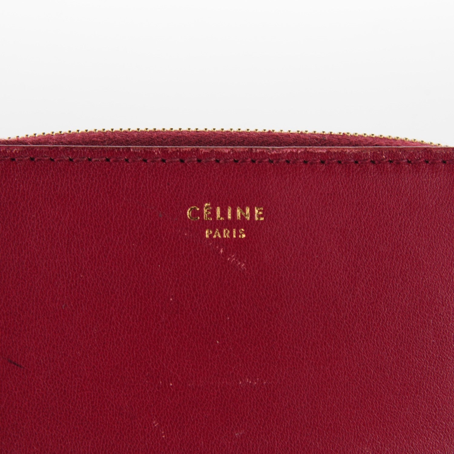 Celine Lambskin Zip Around Compact Wallet Burgundy Black 3 of 11