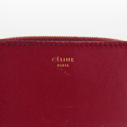 Celine Lambskin Zip Around Compact Wallet Burgundy Black 3 of 11