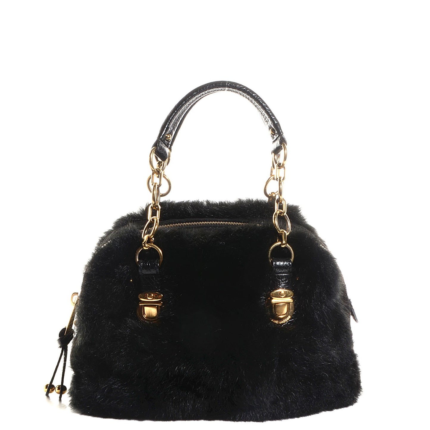 Rabbit Fur Suede Satchel Black