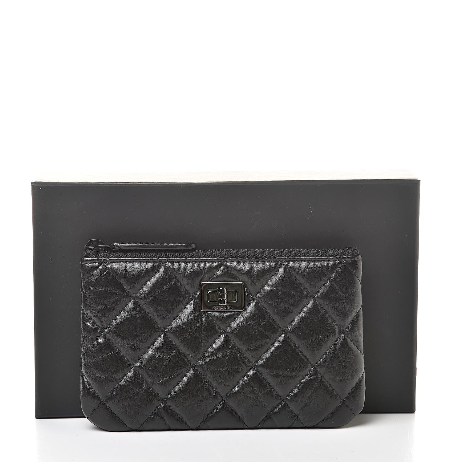 Chanel Aged Calfskin Quilted Small Reissue Cosmetic Case Black 8 of 8