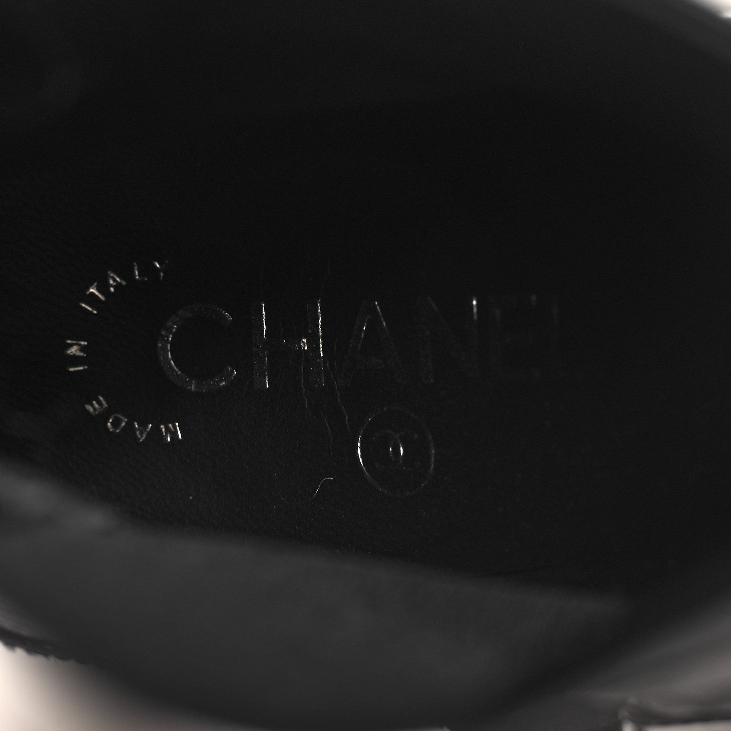 Chanel Patent Pearl Elastic Boots 37 Black 9 of 9