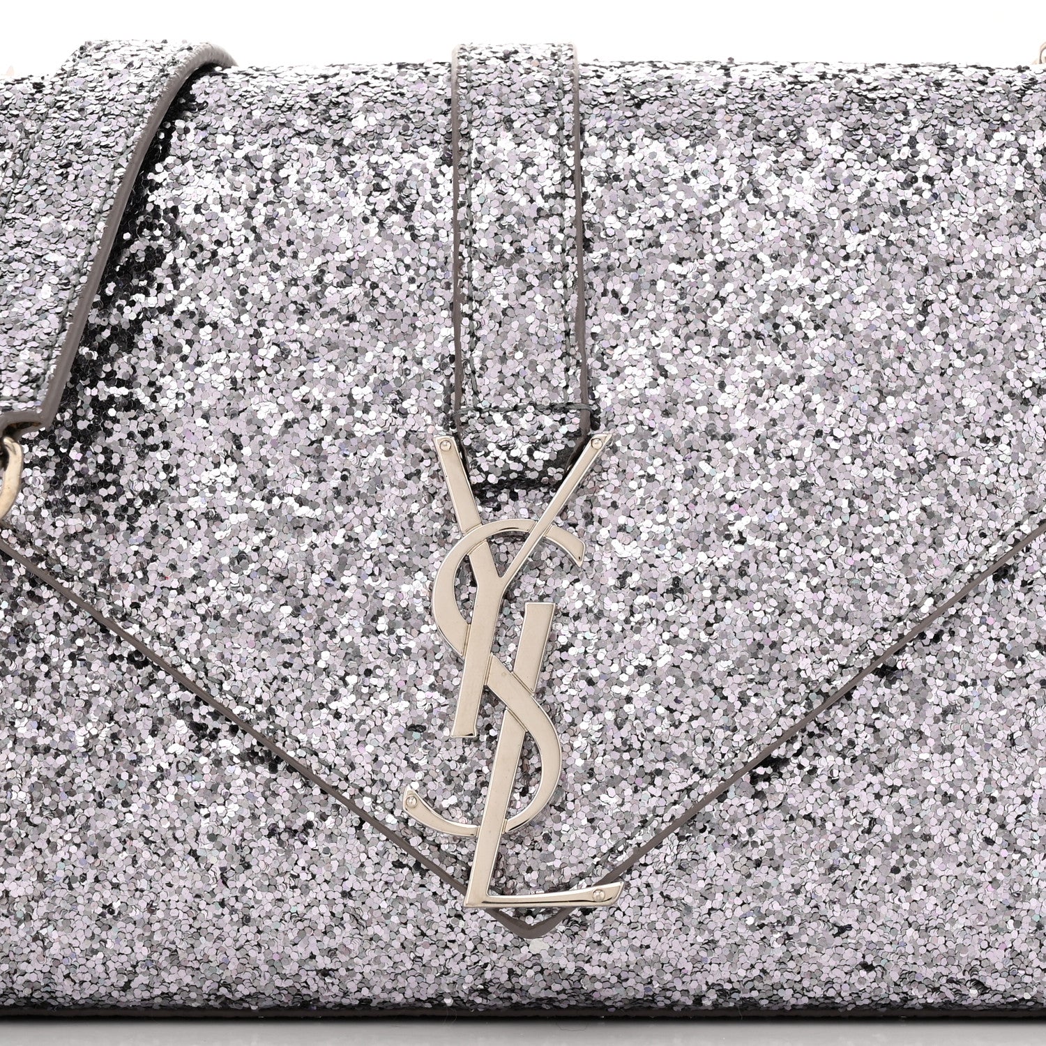 Saint Laurent Glitter Monogram Galactica Satchel Silver 7 of 10