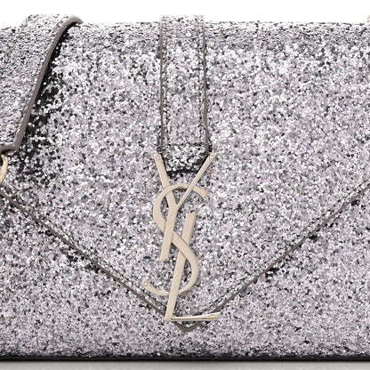 Saint Laurent Glitter Monogram Galactica Satchel Silver 7 of 10