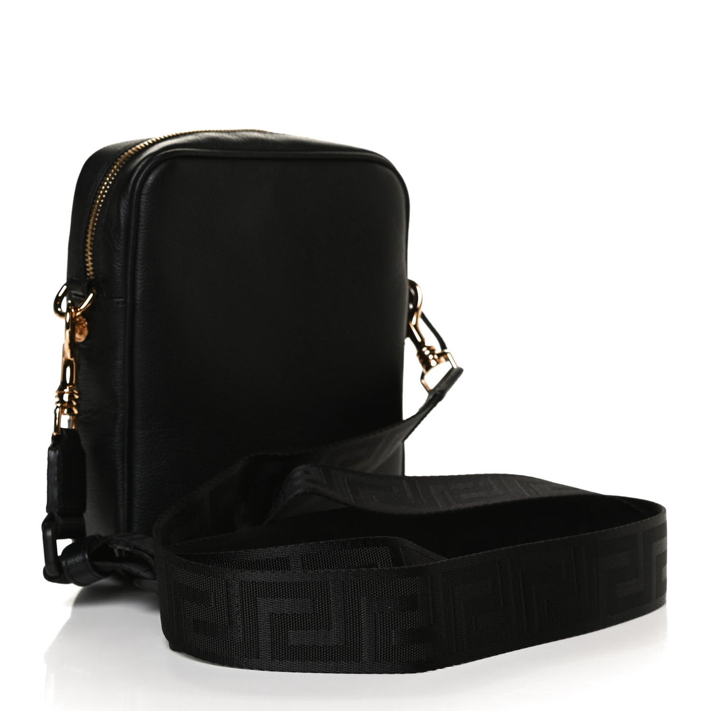 Grained Calfskin Small Medusa Messenger Bag Black