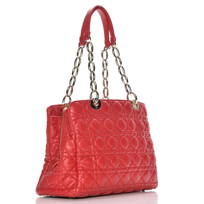 Christian Dior Lambskin Cannage Small Dior Soft Zipped Shopping Tote Red 3 of 7