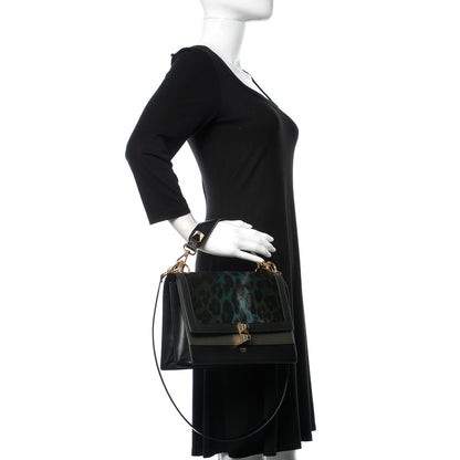 Fendi Vitello Pelo Dolce Liberty Lucido Sfumato Leopard Kan I Shoulder Bag Giada Verde Prato Black 3 of 10