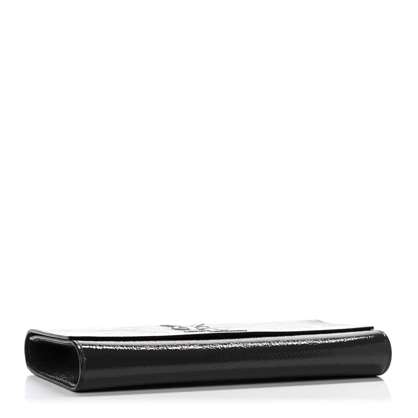 Textured Patent Calfskin Large Belle De Jour Clutch Dark Brown