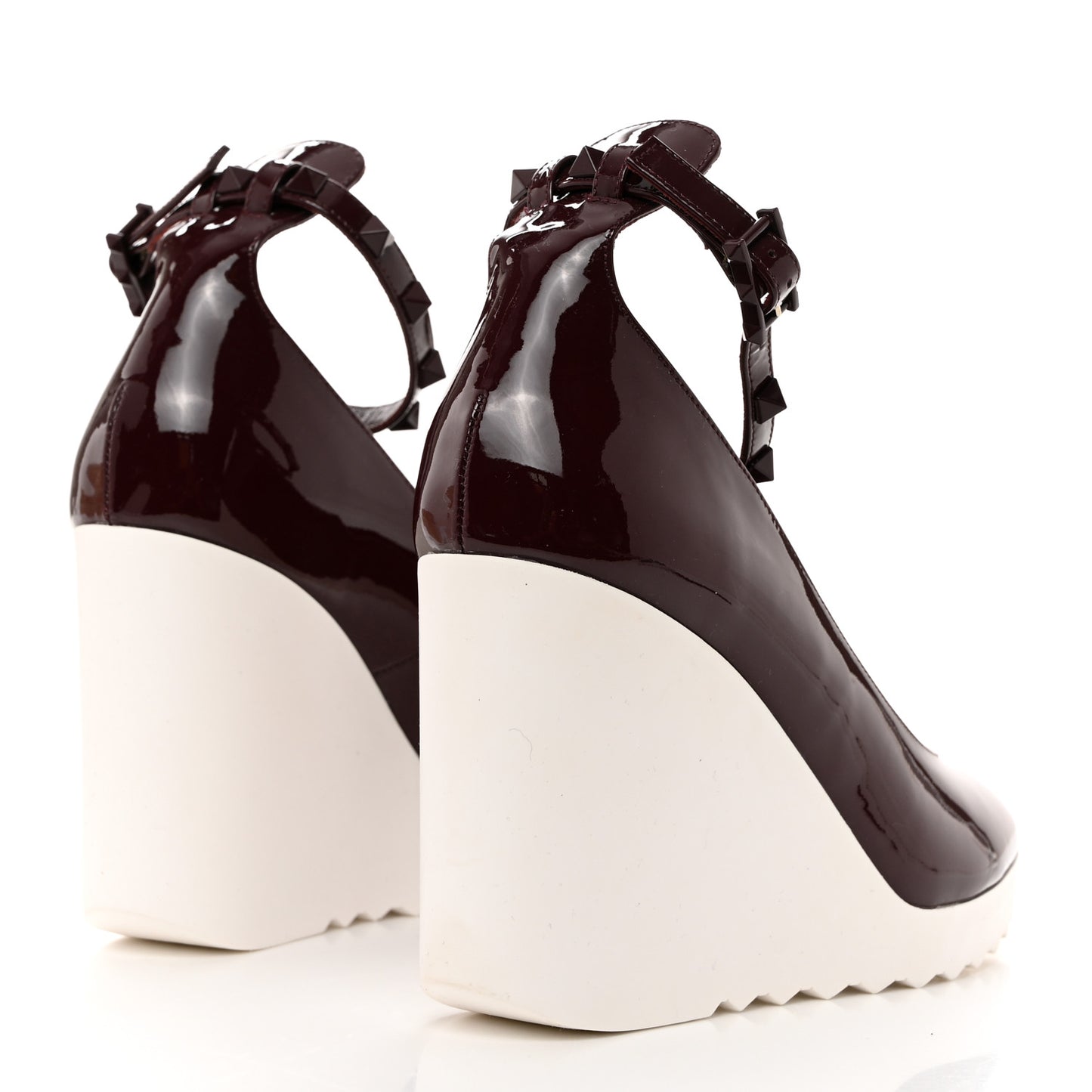 Patent Rockstud Ankle Strap Wedges 37.5 Rubin