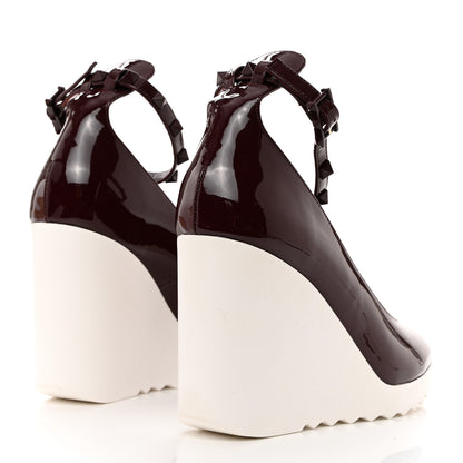Valentino Garavani Patent Rockstud Ankle Strap Wedges 37.5 Rubin 4 of 8