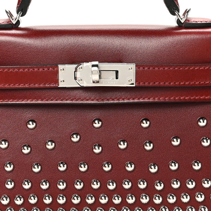 Hermes Box Studded Clouté Mini Kelly Sellier 20 Rouge H 6 of 9