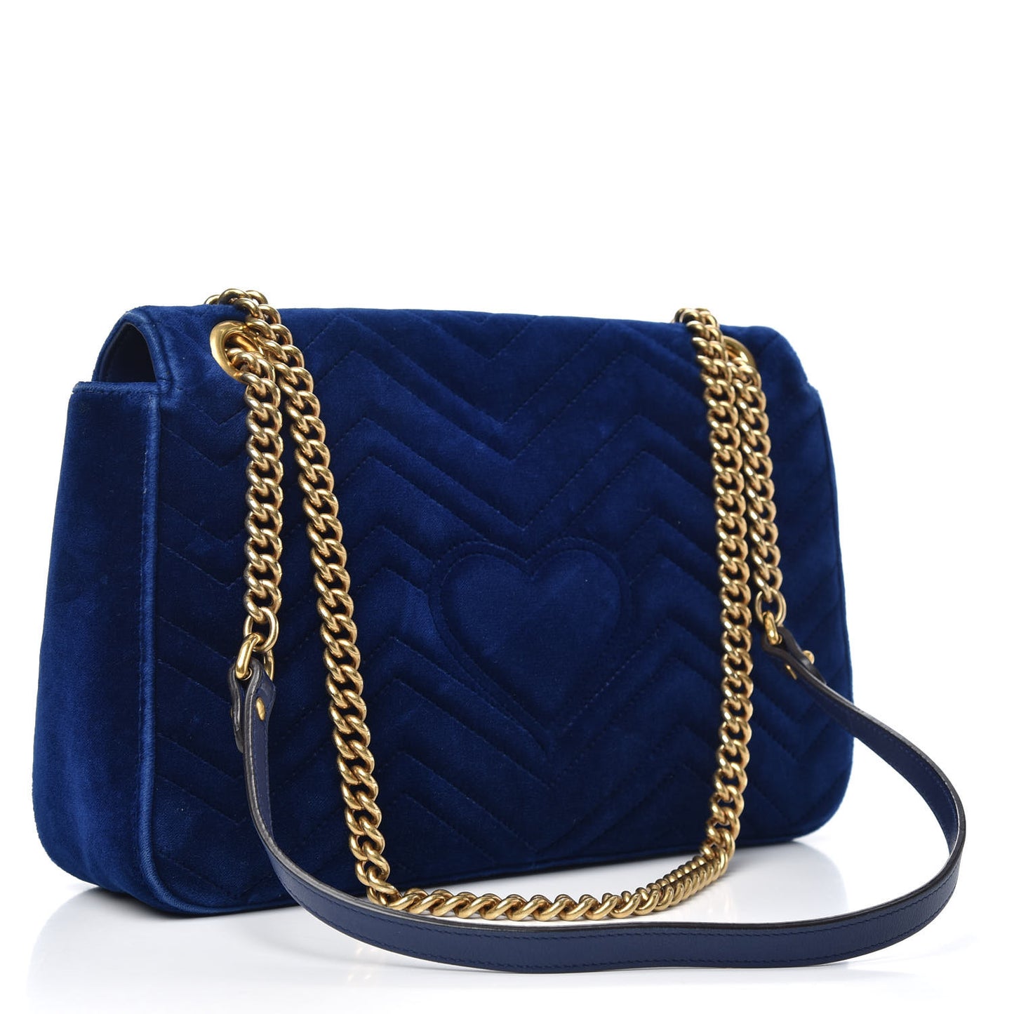 Velvet Matelasse Medium GG Marmont Shoulder Bag Cobalt Blue