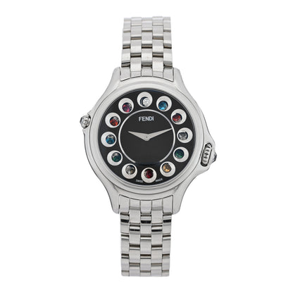 Fendi Stainless Steel Diamond Topaz 33mm Crazy Carats Quartz Watch Black 1 of 4