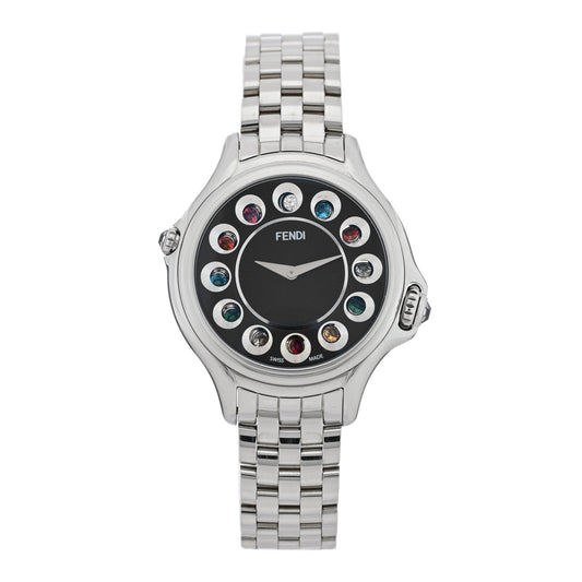 Stainless Steel Diamond Topaz 33mm Crazy Carats Quartz Watch Black