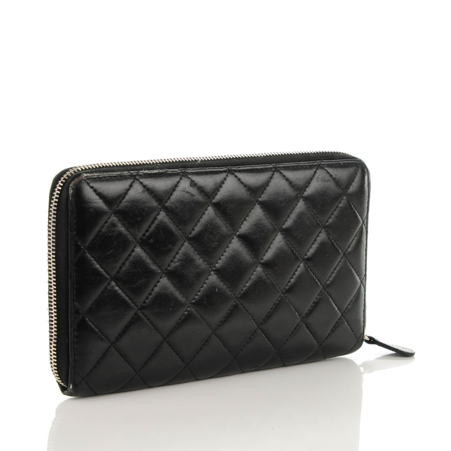 Chanel Lambskin Quilted Zip Around Organizer Wallet Black 3 of 11