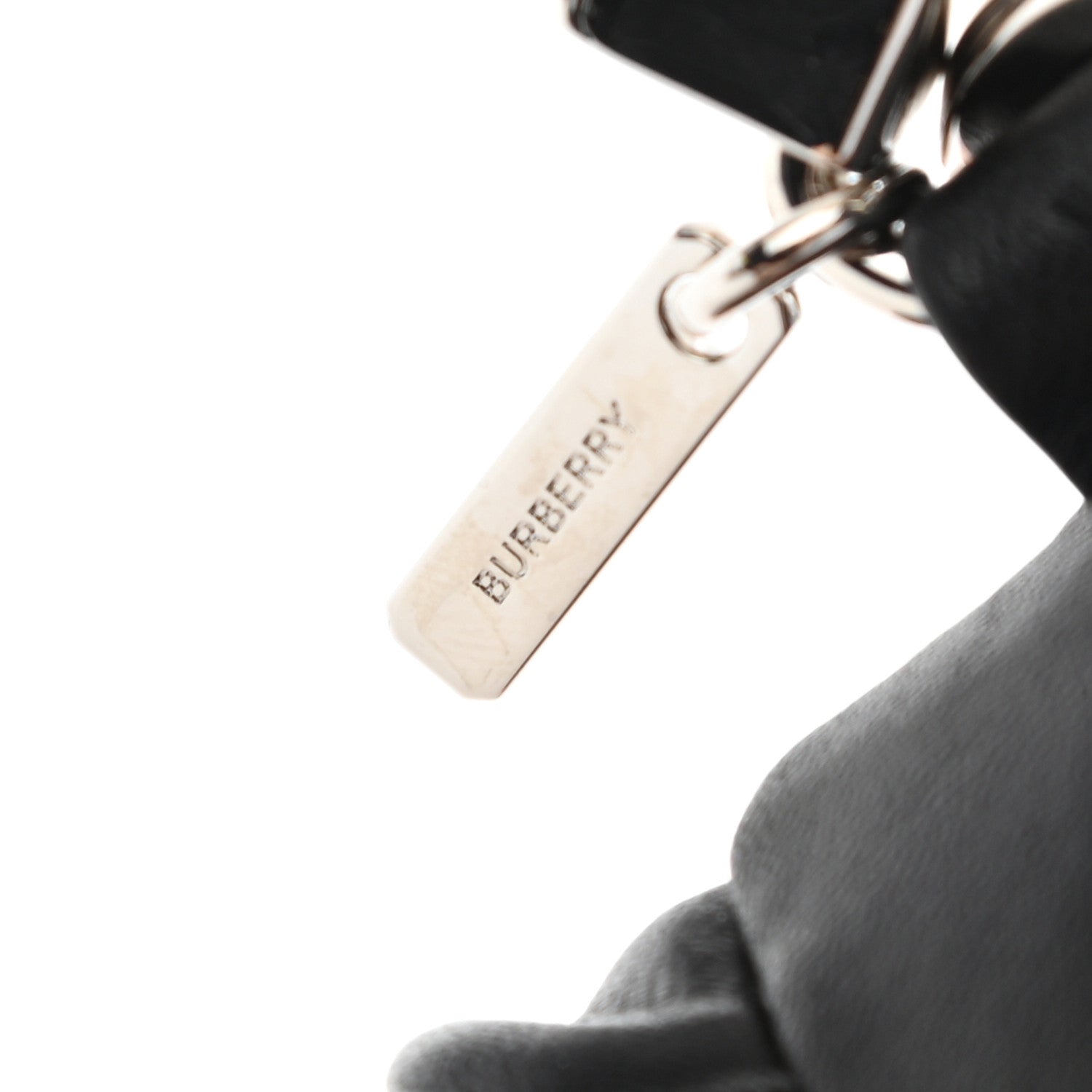 Burberry Grained Calfskin Vintage Check Thomas Trench Teddy Bear Keychain Charm Black 7 of 9
