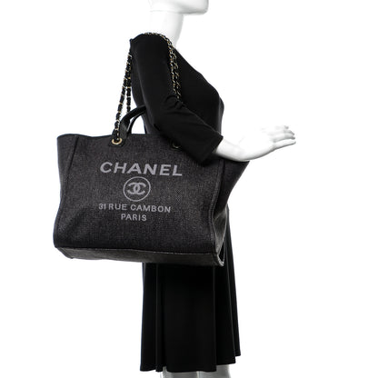 Chanel Woven Straw Raffia Large Deauville Tote Black 2 of 11