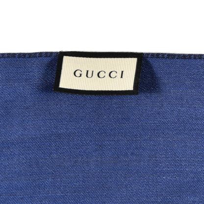 Gucci Wool Silk GG Monogram GGNat Scarf Blue 5 of 5