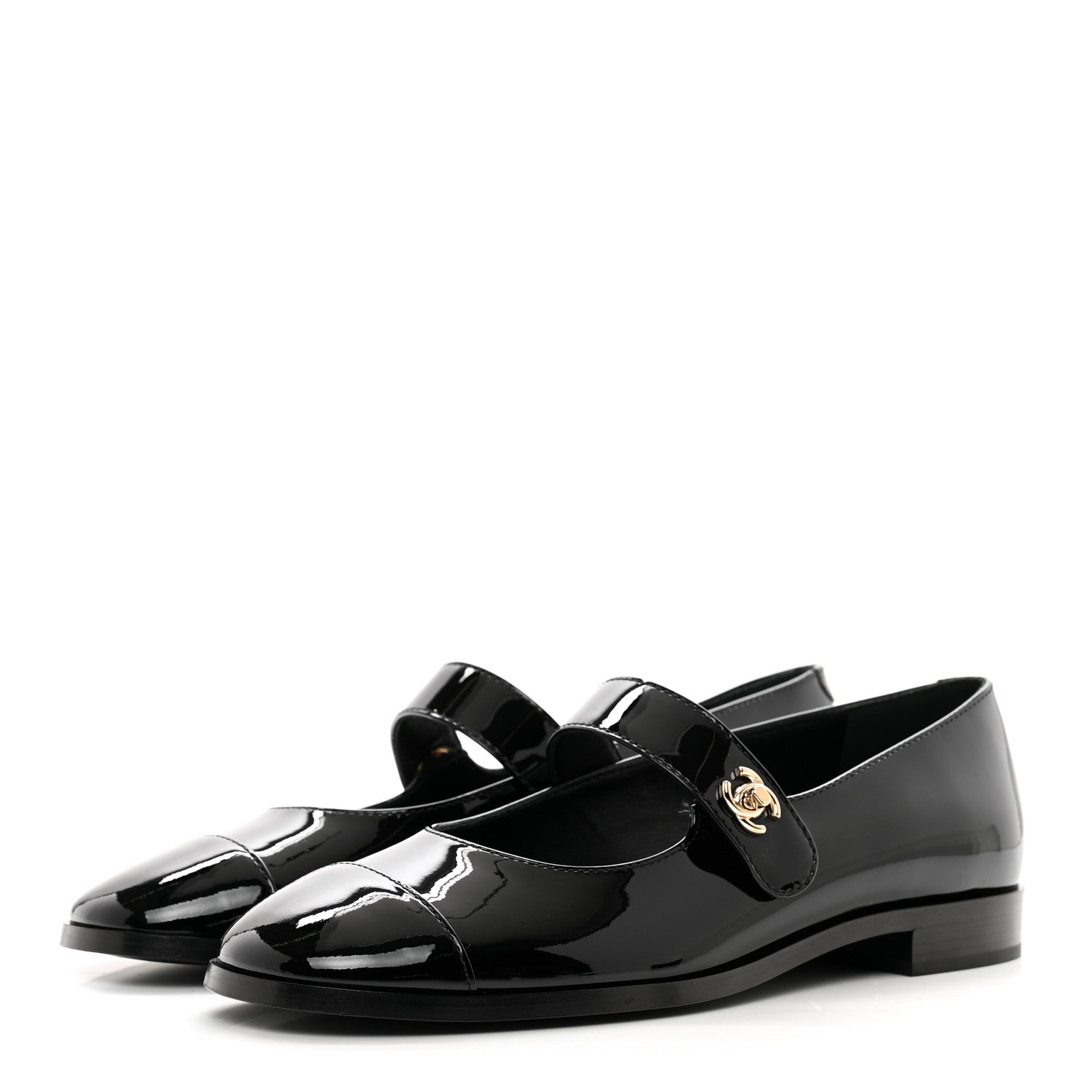 Chanel Patent Calfskin Mary Janes Flats 38.5 Black 3 of 9