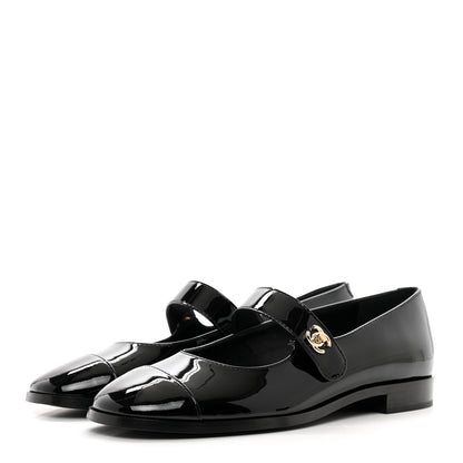 Chanel Patent Calfskin Mary Janes Flats 38.5 Black 3 of 9