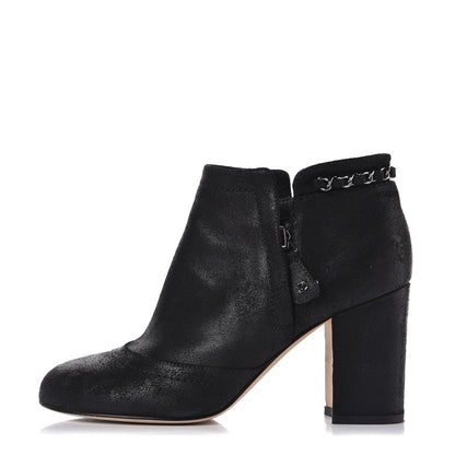 Chanel Suede CC Chain Ankle Boots 37 Black 1 of 10