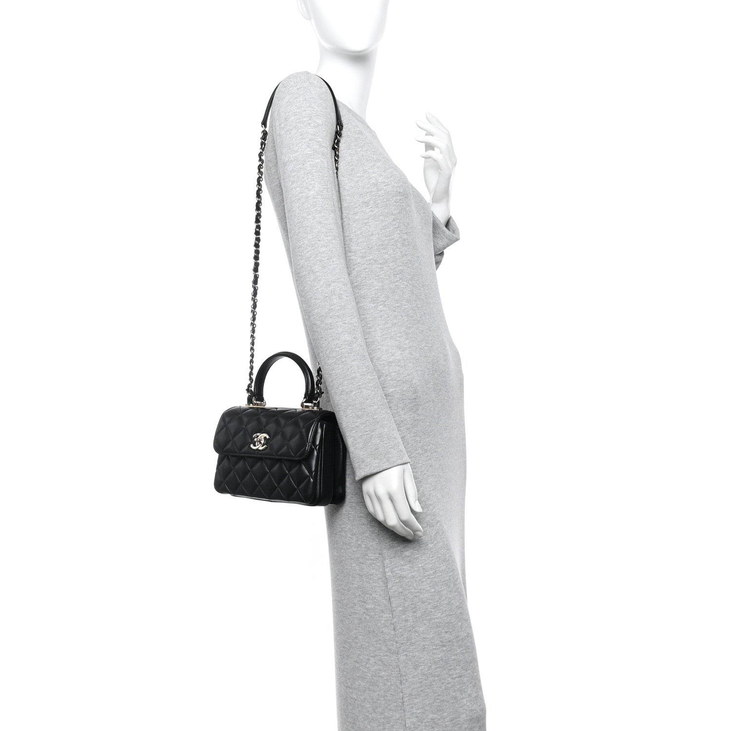 Chanel Lambskin Quilted Mini Trendy CC Dual Handle Flap Bag Black 2 of 12