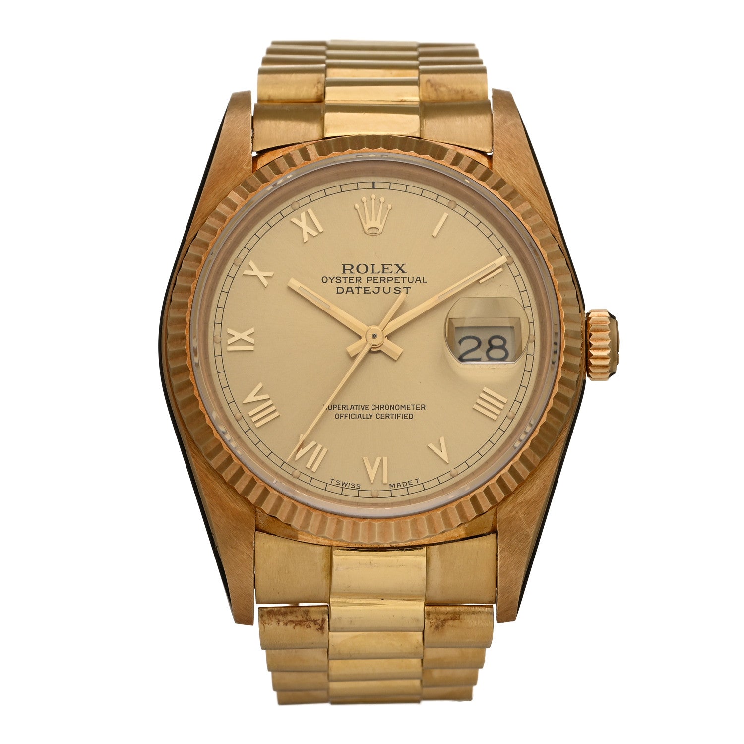 Rolex 18K Yellow Gold 36mm Oyster Perpetual Day-Date President Watch Champagne Roman 16018 1 of 4
