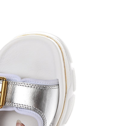 Gucci Metallic Nappa Aguru Slide Sandals 40.5 Argent Great White 11 of 12