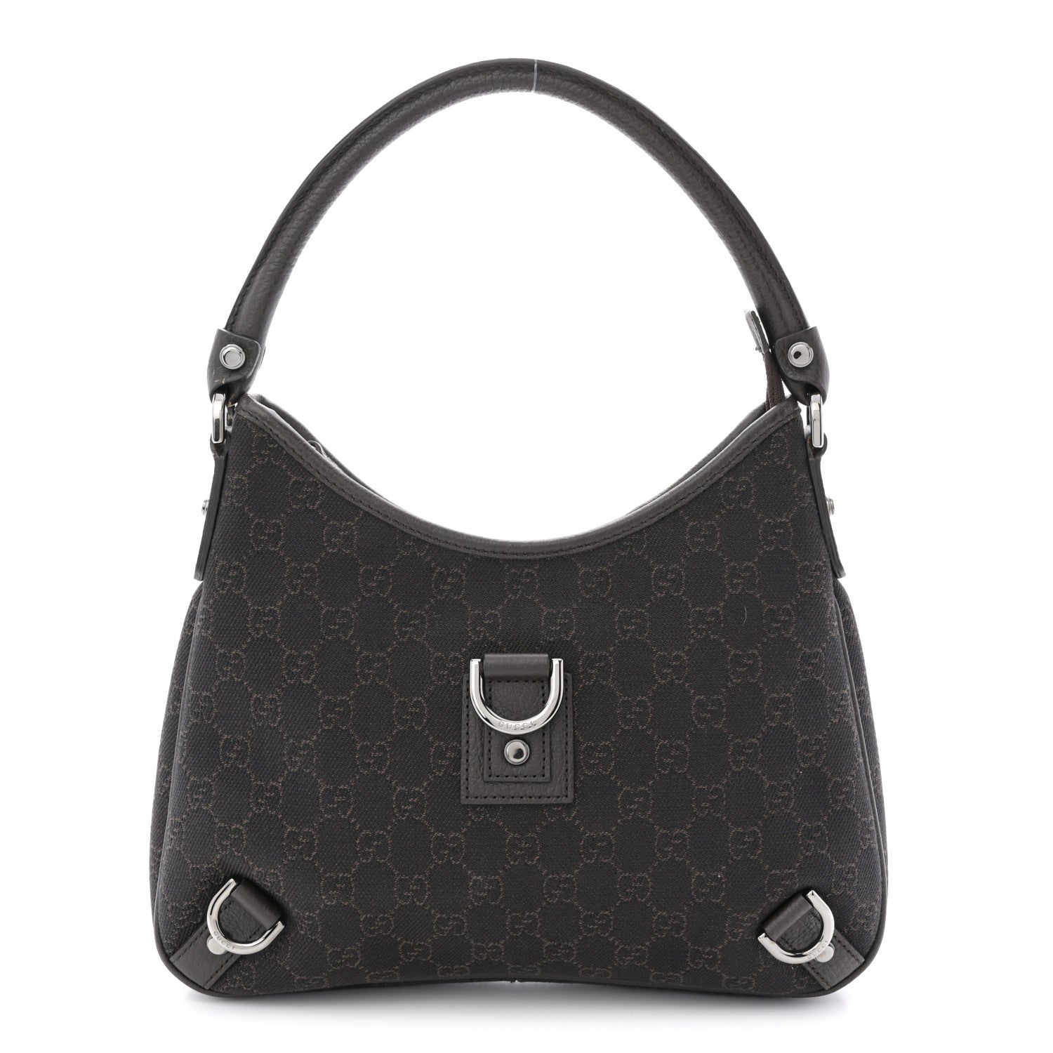 Gucci Denim Monogram Abbey D Ring Hobo Brown 2 of 21