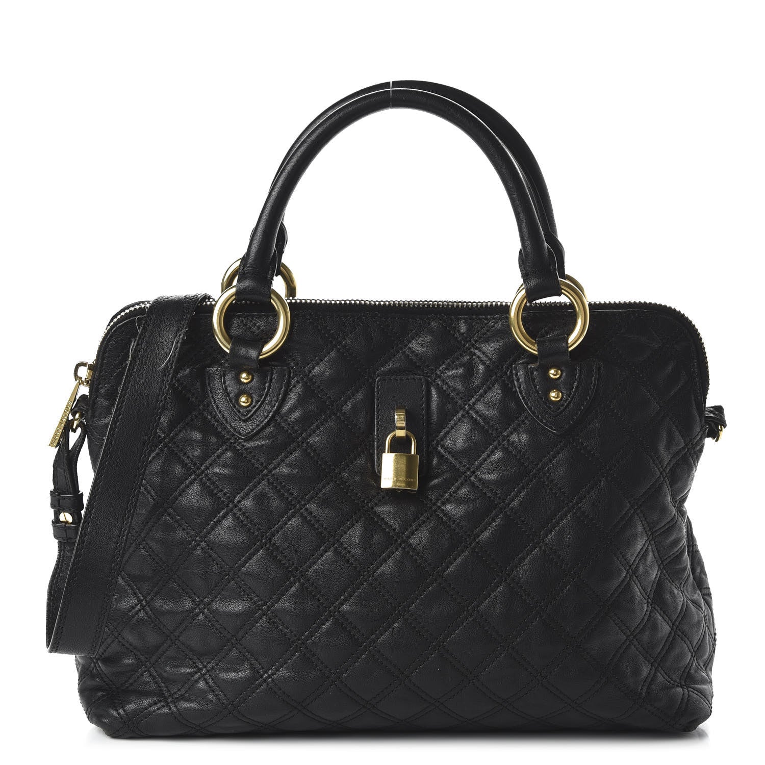 Marc Jacobs Calfskin Quilted Rio Satchel Tote Bag Black 1 of 11