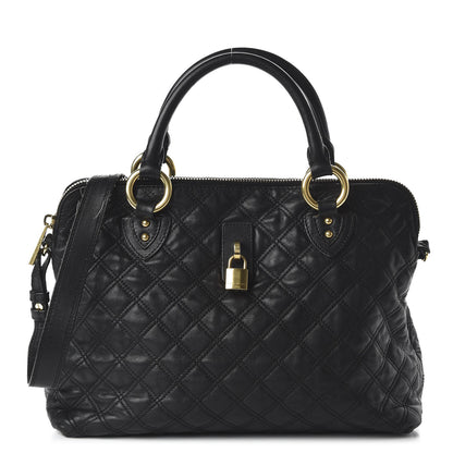 Marc Jacobs Calfskin Quilted Rio Satchel Tote Bag Black 1 of 11