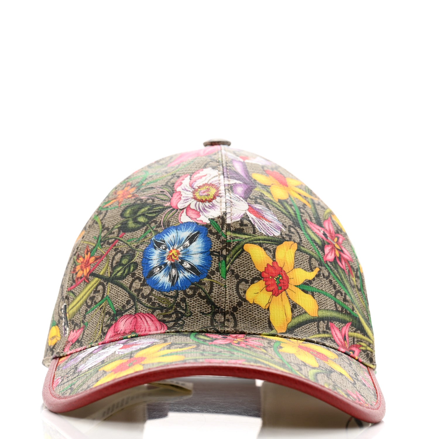 Gucci GG Supreme Flora Claudia Baseball Hat 56 S Red 3 of 10