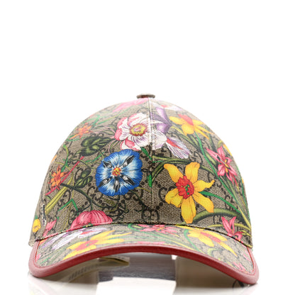 Gucci GG Supreme Flora Claudia Baseball Hat 56 S Red 3 of 10