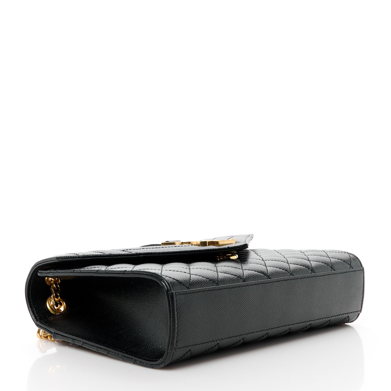 Saint Laurent Grain De Poudre Textured Mixed Matelasse Triquilt Medium Monogram Satchel Black 4 of 11