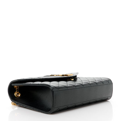 Saint Laurent Grain De Poudre Textured Mixed Matelasse Triquilt Medium Monogram Satchel Black 4 of 11