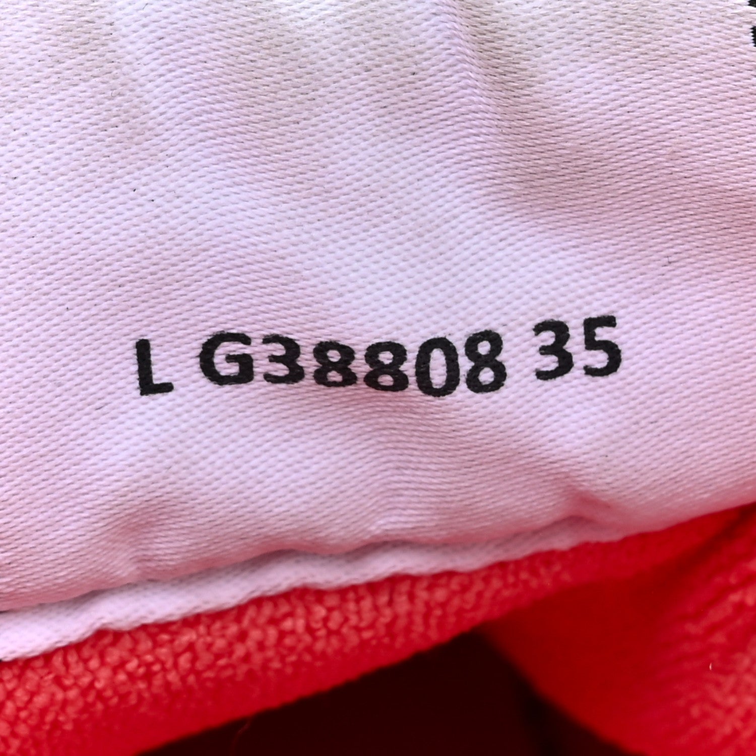 Chanel Grained Calfskin Fabric Womens Logo Sneakers 35 White Red 9 of 13
