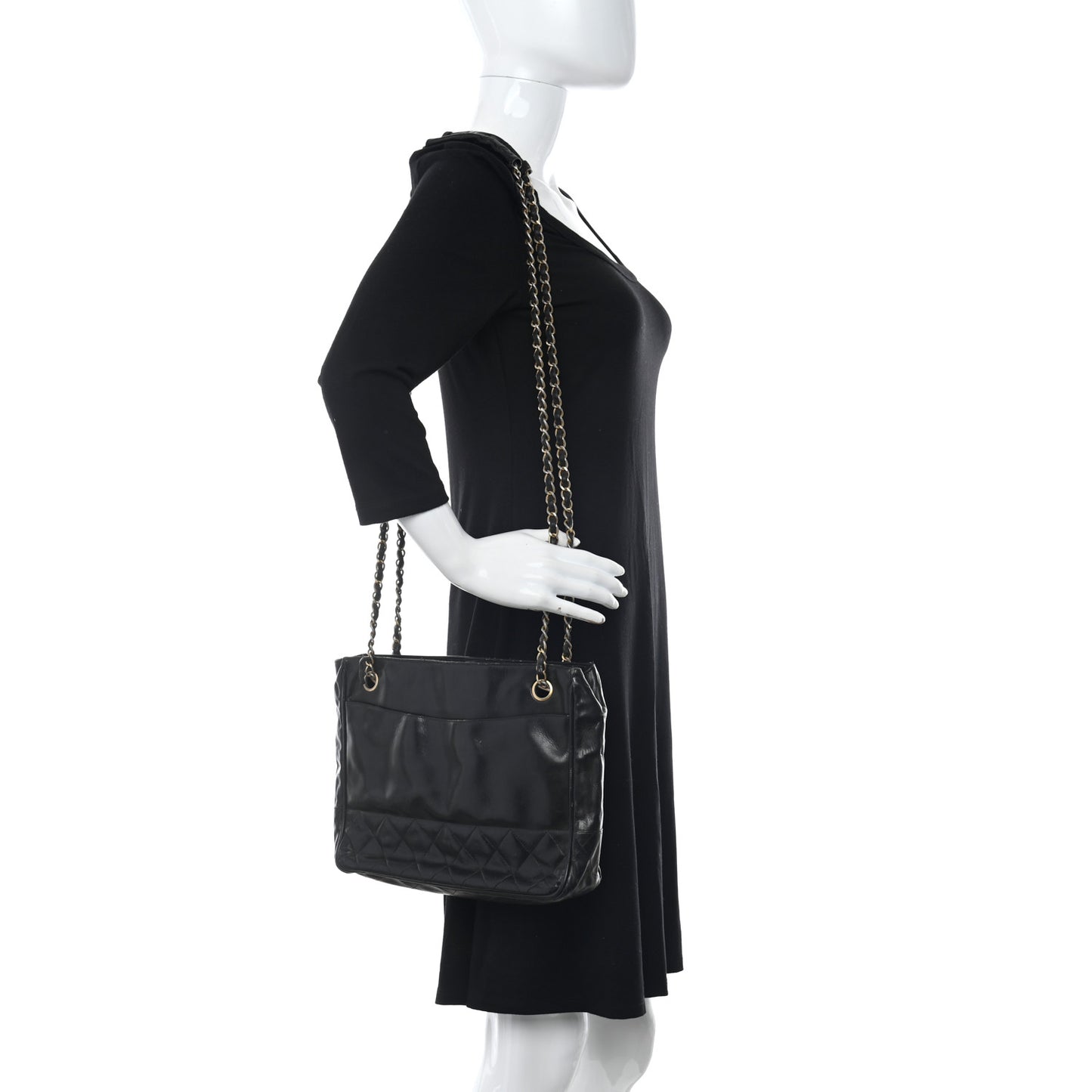 Lambskin Quilted Shoulder Bag Black